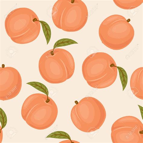 Peach Seamless Pattern Peach Vector Wallpaper Peaches With Green