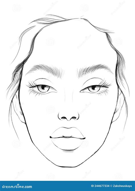 Face Chart Makeup Artist Blank Beautiful Woman Portrait Face Chart