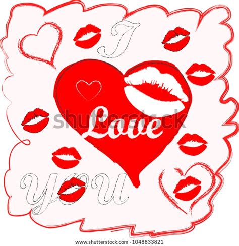 Lovely Heartkissi Love Youromantic Stock Vector Royalty Free 1048833821 Shutterstock
