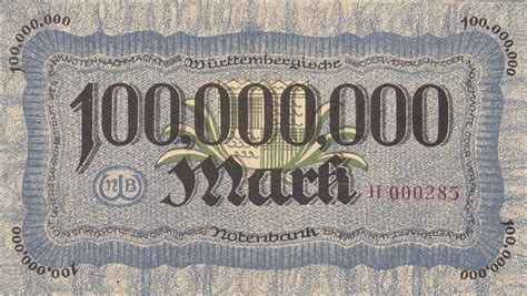 100 Millionen 100 000 000 Mark 1923 1 Viii Württemberg