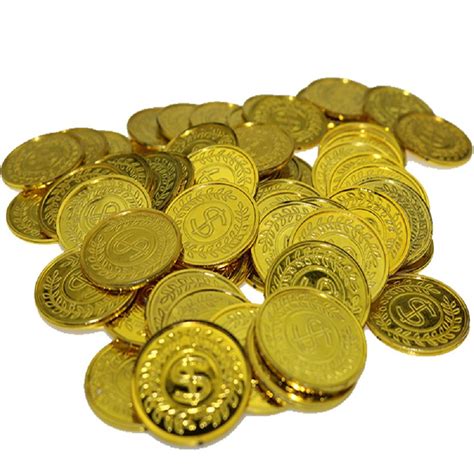 Buy 100pcs Plastic Play Coins Gold Pirate Treasure Hunt Coins Toys For