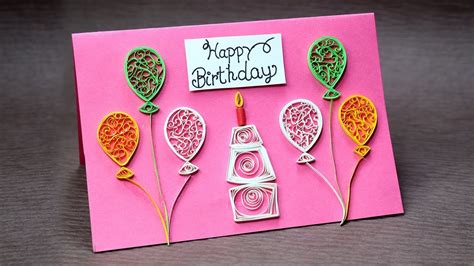 This homemade birthday card is bright, fun, and so easy to make! DIY Birthday Card for Beginners - Very Easy Quilling Greeting Card Step by Step