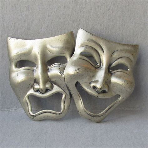 1950s Sterling Comedy And Tragedy Mask Pin Actors Vintage Beau Comedy