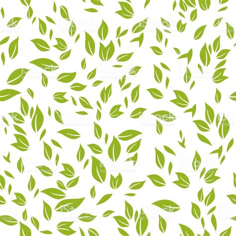 Seamless Pattern Green Leaves Flat Vector Template Seamless