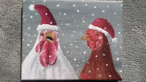 Christmas Chickens 8x10 Limited Edition Print On Canvas Etsy