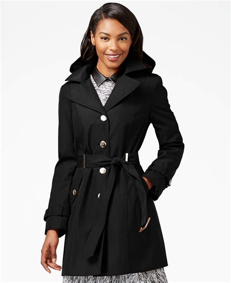 Calvin Klein Petite Hooded Single Breasted Trench Coat Coats Women