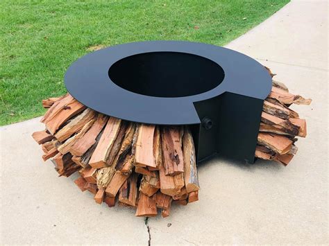 The Round Table Steel Fire Pits Texas Custom Firewood Rack