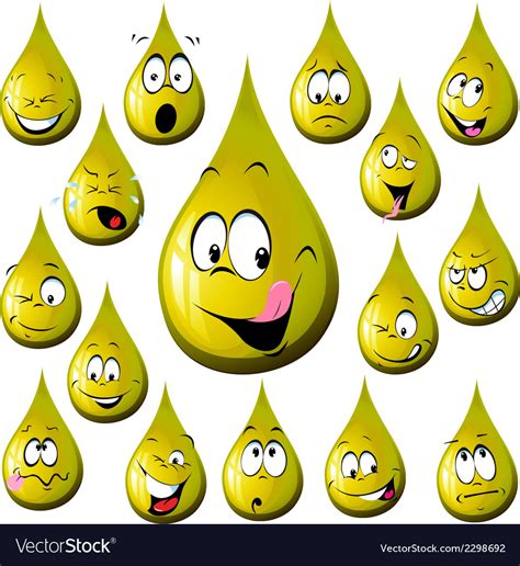 Oil Drop Cartoon With Many Expression Royalty Free Vector