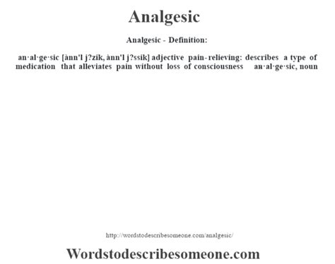 Analgesic definition | Analgesic meaning - words to describe someone