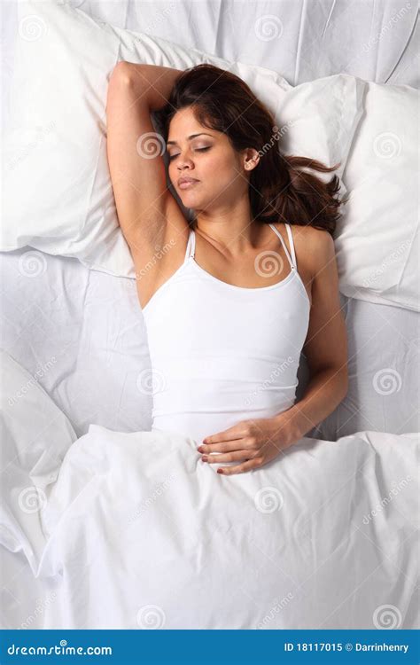Looking Down On Beautiful Woman Sleeping In Bed Royalty Free Stock