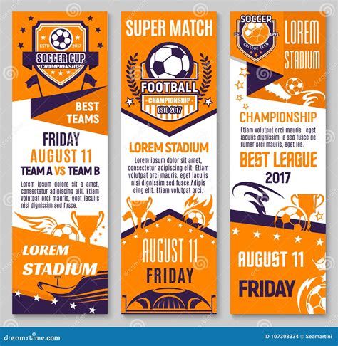 Soccer Championship Match Banner Of Football Sport Stock Vector