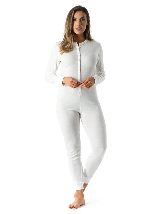 Followme Women S Thermal Henley Onesie Soft And Cozy Union Suit For