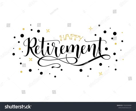 Happy Retirement Lettering Hand Drawn Vector Stock Vector Royalty Free
