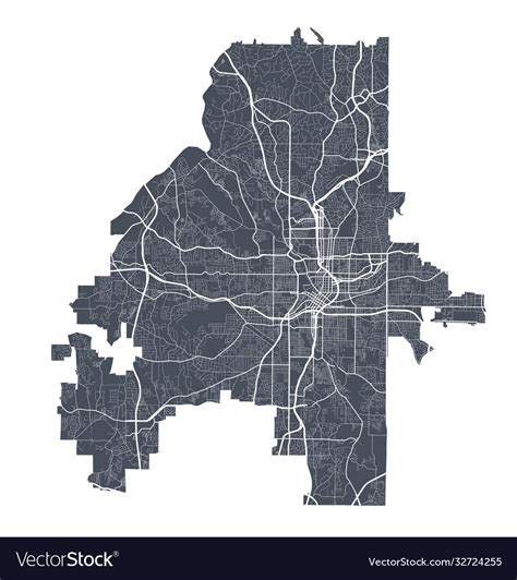 Atlanta Map Detailed Map City Poster Royalty Free Vector