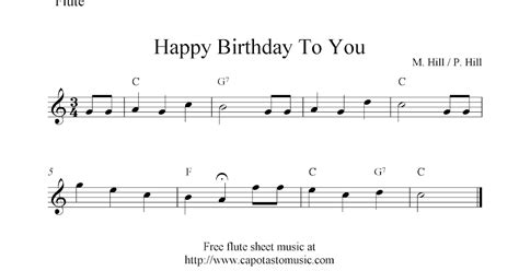 Happy Birthday To You Free Flute Sheet Music Notes