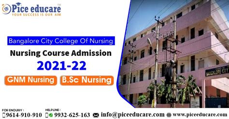 Bangalore City College Of Nursing Admission 2021 Pice Educare