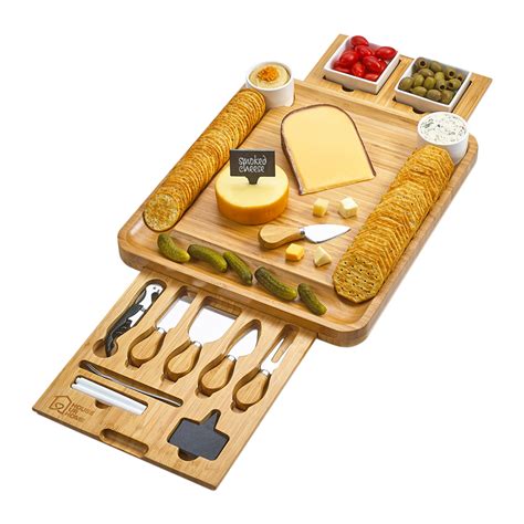 Bamboo Cheese Board And Knife Set Wine N Gear