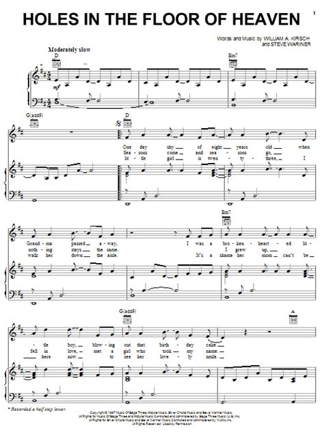 Holes In The Floor Of Heaven Sheet Music By Steve Wariner Piano Vocal