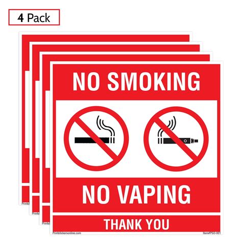 Printstickersonline No Smoking No Vaping Sticker Sign 6 X 6 Inches