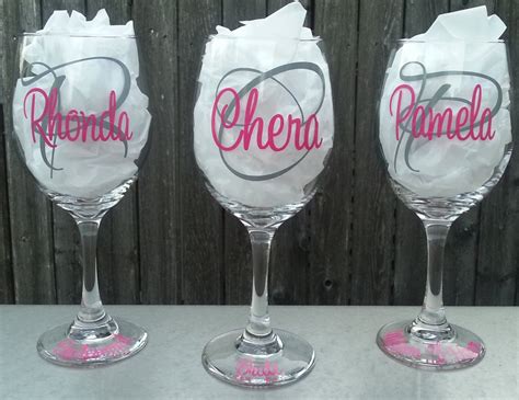 4 Personalized Monogrammed Wine Glasses By Youdreamitdesigns