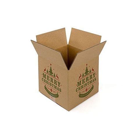 25 Pack Seasonal 4 Sided Print Corrugated Cube Box Merry Christmas