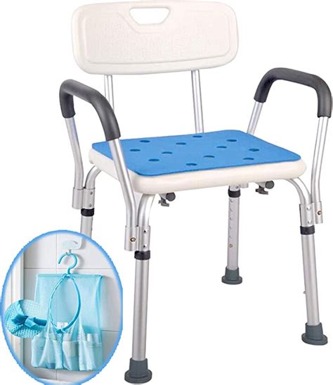 Medokare Shower Chair With Rails Shower Seat With Arms For Seniors With Tote Bag And Handles