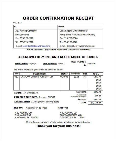 order receipt templates  ms word