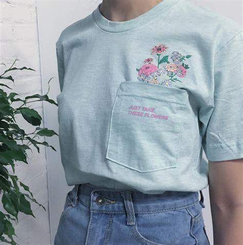 Just Take These Flowers Pocket Unisex Tee With Images Aesthetic