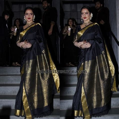Rekha Black Silk Saree Saree Blouse Patterns