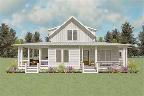 Exclusive Country House Plan With Two Story Living Room And Porches