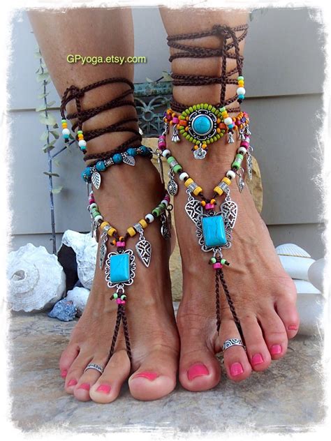 Turquoise Boho Barefoot Sandals Festival Sandal Native Cowgirl Etsy