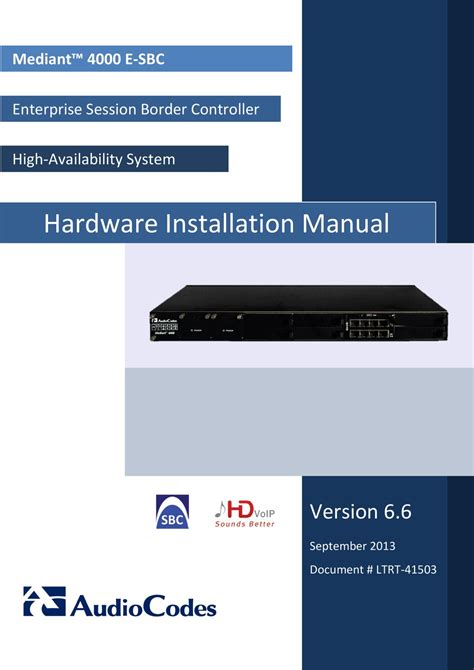 Audiocodes Mediant 4000 E Sbc Hardware Installation Manual Pdf Download