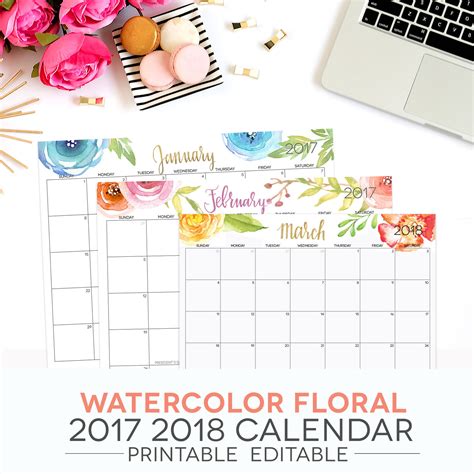 Bring your ideas to life with more customizable templates. 2018 Calendar Printable Editable Digital Monthly Pages | Etsy