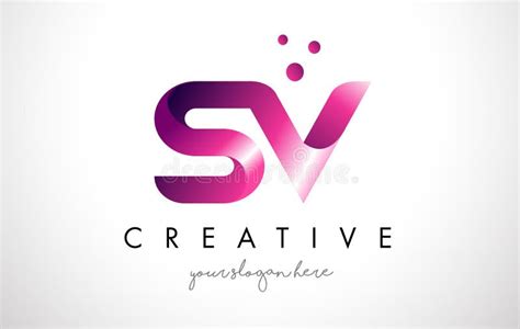 Sv Letter Logo Design With Purple Colors And Dots Stock Vector