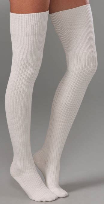 Lyst Falke Striggings Ribbed Over The Knee Socks In White