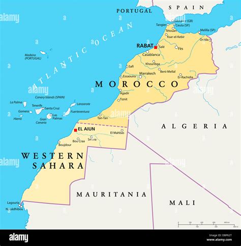 Explizit Bildbeschriftung Substantiv Morocco Western Sahara Map Schonen