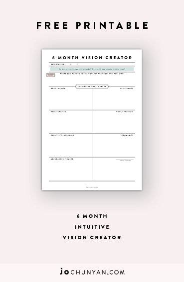 Free Printable 6 Months Intuitive Vision Creator And Goal Planner Free