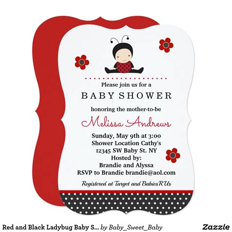 Check spelling or type a new query. Red and Black Ladybug Baby Shower Invitation | Ladybug ...