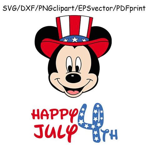 Mickey Mouse 4th July SVG Clipart Happy 4th July Vector DXF | Mickey