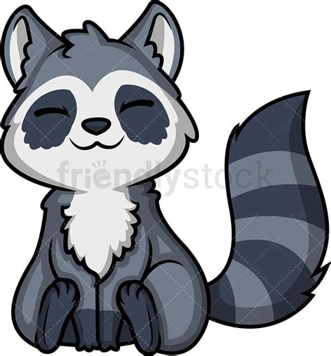 Chibi Kawaii Raccoon Clipart Cartoon Vector Friendlystock
