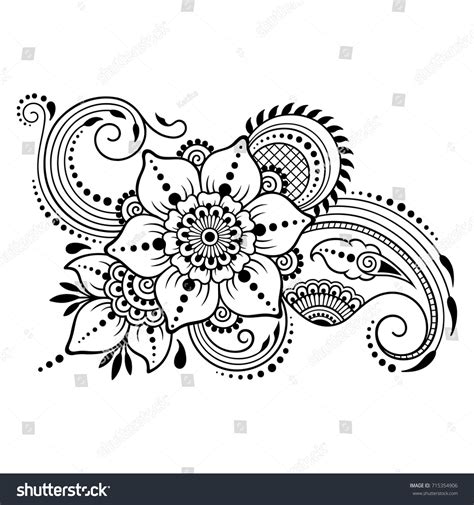 But if you're not quite ready to take the henna tattoos, also called mehndi, are a type of temporary body decoration that developed in india. Henna Tattoo Flower Template Mehndi Style Stock Vector ...