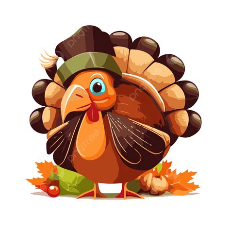 Happy Thanksgiving Turkey Vector Sticker Clipart An Animated Cartoon