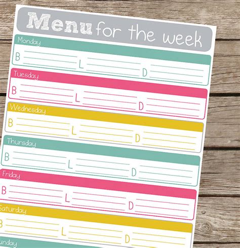 Printable Meals Planner By Alexia Claire