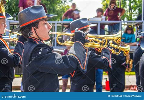 Tahlequah Usa High School Band Members In Cowboy Hats And Black