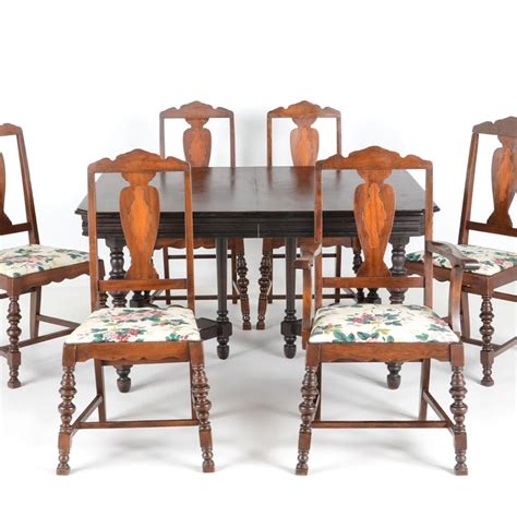 1920s Jacobean Style Dining Table And Chairs Ebth
