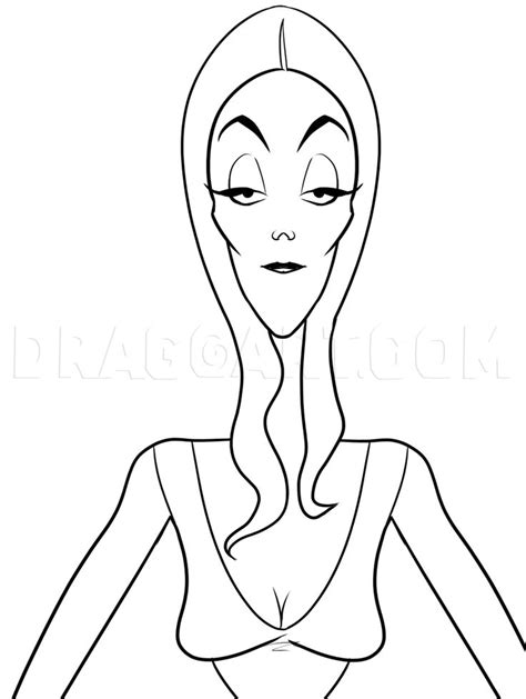 How To Draw Morticia Addams Step By Step Drawing Guide By Dawn Drawings