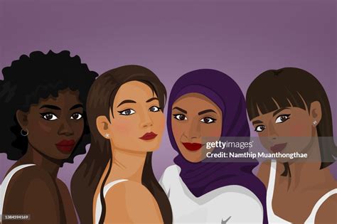 Bame Woman Illustration Concept Shows Beautiful Women Who Have Different Color Of Skin Tone And