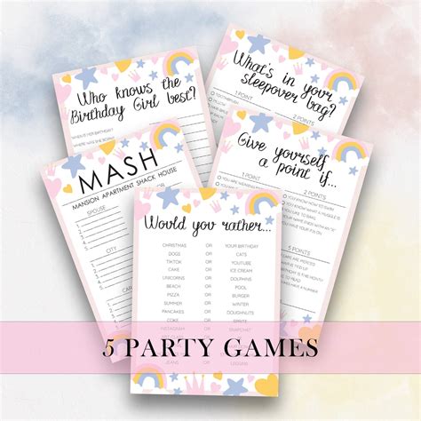 Slumber Party Games Bundle Girls Birthday Party Games Etsy