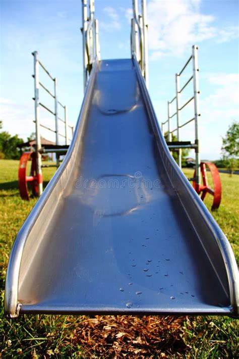 Metal Playground Slide Stock Photo Image Of Recreation 25309022