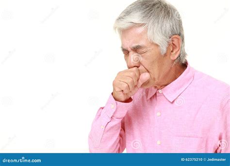 Senior Japanese Man Coughing Stock Photo Image Of Fashion Hair 62375210